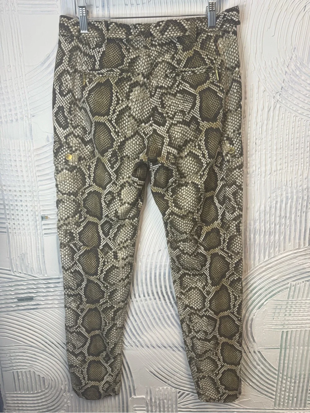 Snake-Print Women’s Casual Pants with Belt
